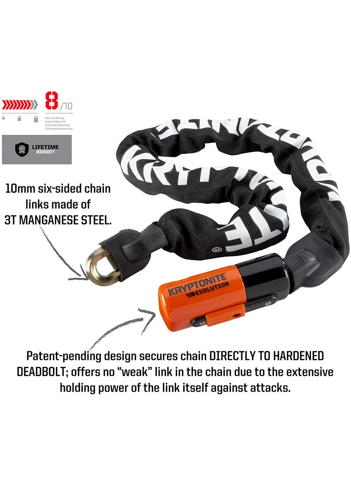 Chaîne Antivol Vélo 90 Cm Evolution Série 4 - Kryptonite 6 Chaîne Antivol Vélo 90 Cm Evolution Série 4 - Kryptonite – Image 4